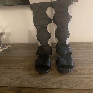 Stuart Weitzman Black Knee-High Sandals